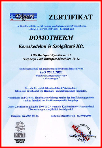 ISO9001:2001 tanus�t�s n�met�l