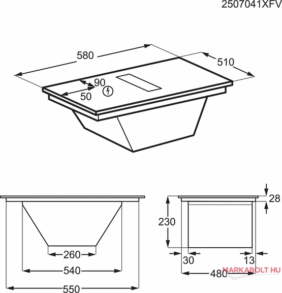 Electrolux ECC63410CT beépíthető főzőlap + elszívó 3 év garancia