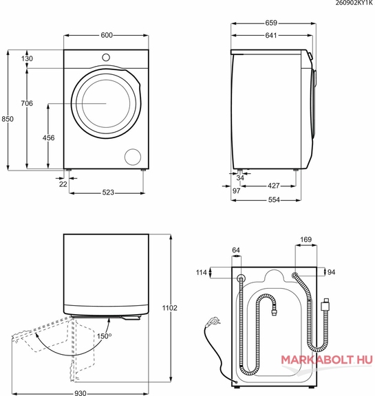 Electrolux EW7WY2657DE mosó-szárítógép 3 év garancia