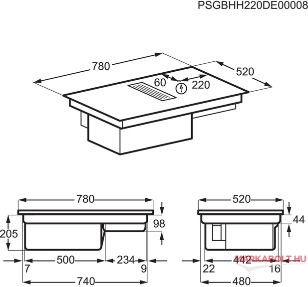 AEG CCE84543FB beépíthető főzőlap + elszívó 3 év garancia