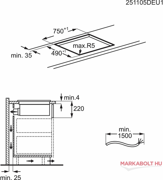 AEG CCE84543FB beépíthető főzőlap + elszívó 3 év garancia